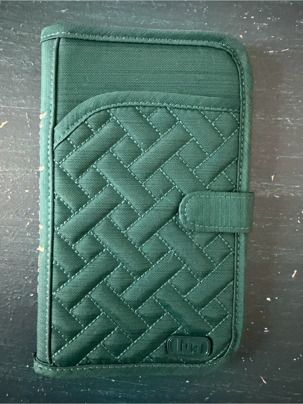 NWOT Lug Tandem RFID Travel Wallet Brushed Teal "Live Laugh Love" Edition
